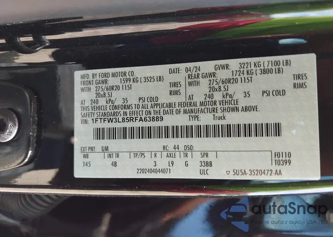 1FTFW3L85RFA63889: 42214397