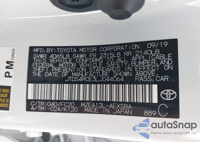 JTDS4RCE3LJ044064: 42215416