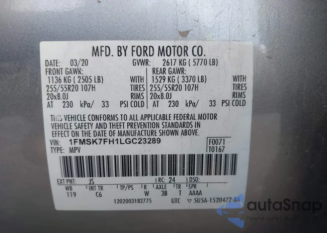 1FMSK7FH1LGC23289: 42215490