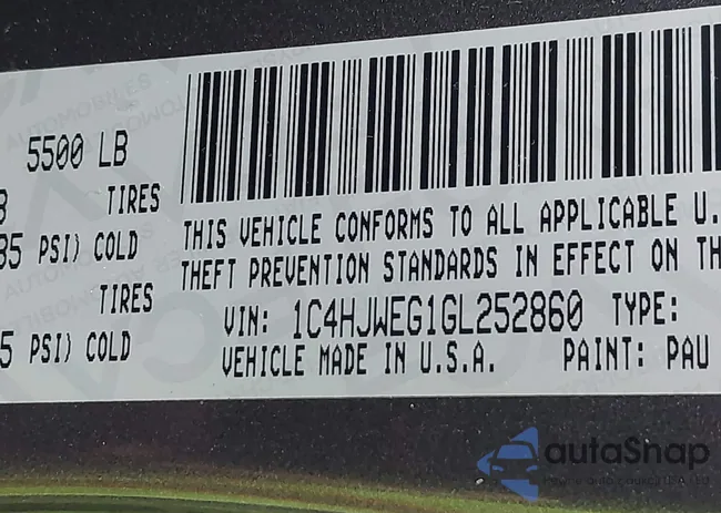 1C4HJWEG1GL252860: 42215620