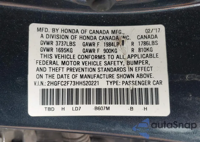 2HGFC2F73HH520221: 42215683