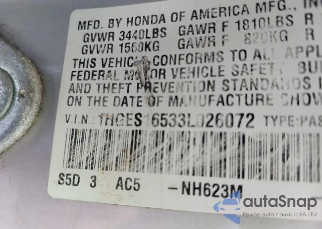 1HGES16533L026072: 42215712