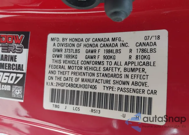 2HGFC4B0XJH307406: 42215719