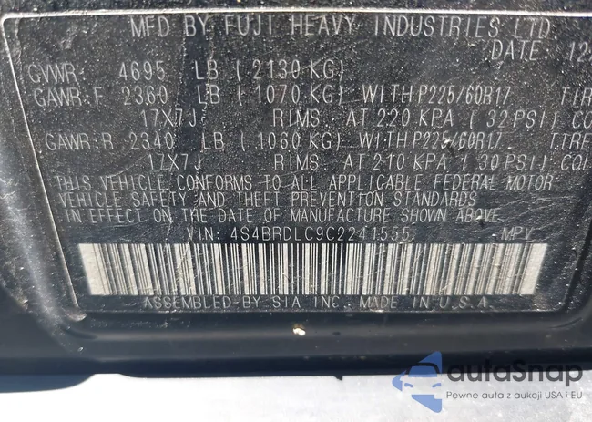 4S4BRDLC9C2241555: 42215032