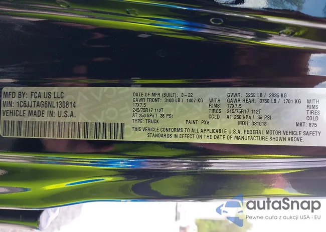 1C6JJTAG6NL130814: 42215063