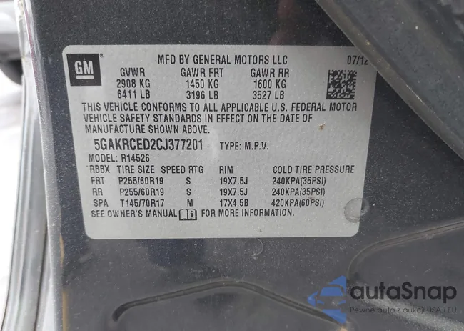 5GAKRCED2CJ377201: 42215112