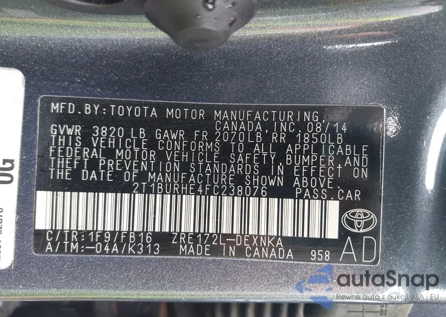 2T1BURHE4FC238076: 42215116