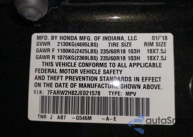 7FARW2H82JE021578: 42215280