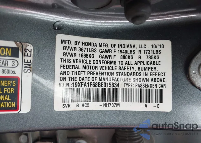 19XFA1F68BE015834: 42215322