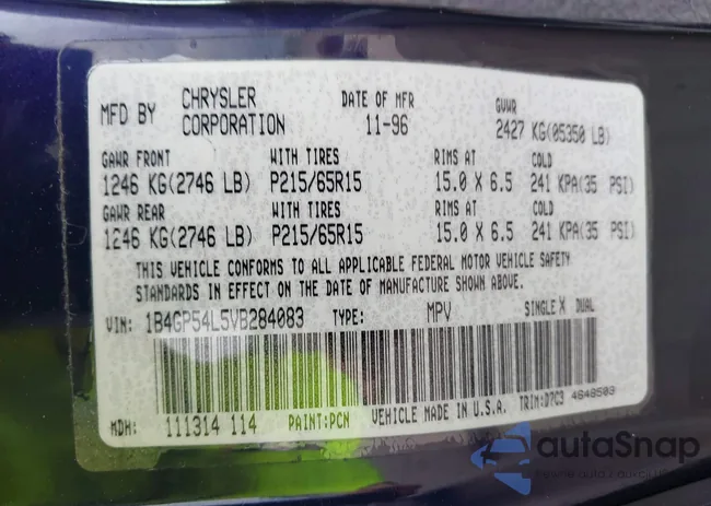 1B4GP54L5VB284083: 42215384