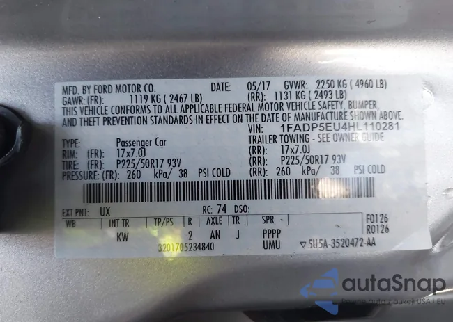 1FADP5EU4HL110281: 42215401