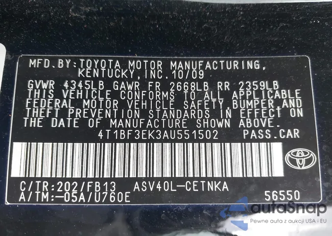 4T1BF3EK3AU551502: 42216721