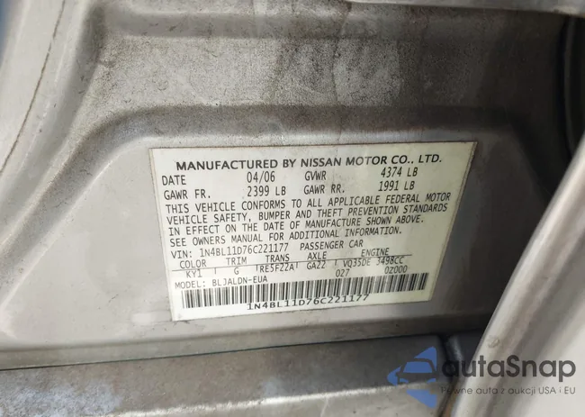 1N4BL11D76C221177: 42216945