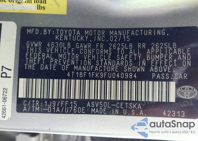 4T1BF1FK9FU040984: 42216300