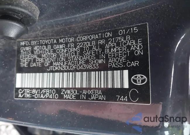 JTDKN3DU2F0439833: 42216345