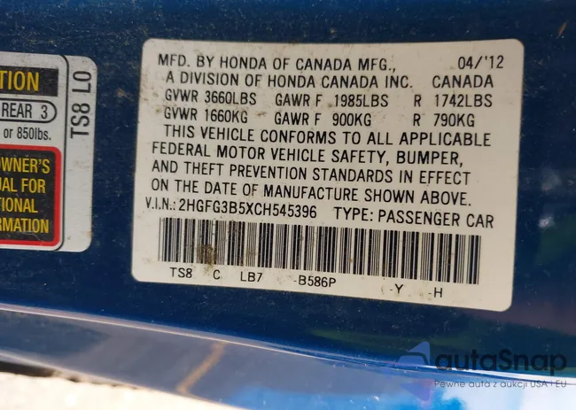 2HGFG3B5XCH545396: 42217692