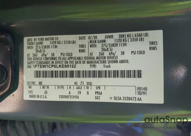 1FTEW1CP6LKE80122: 42217837