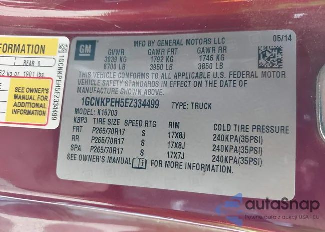 1GCNKPEH5EZ334499: 42217848