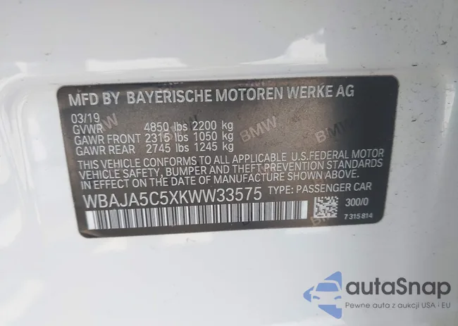 WBAJA5C5XKWW33575: 42217081