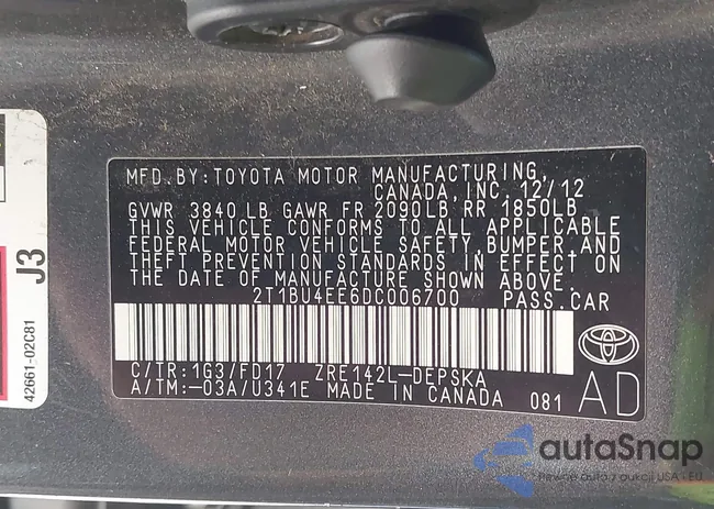 2T1BU4EE6DC006700: 42217169