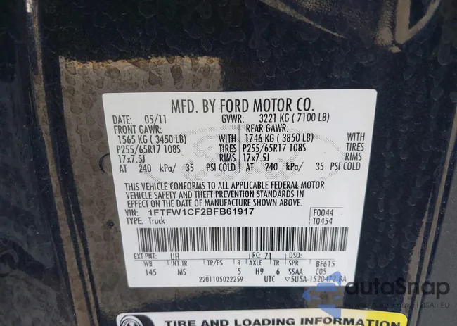 1FTFW1CF2BFB61917: 42218515