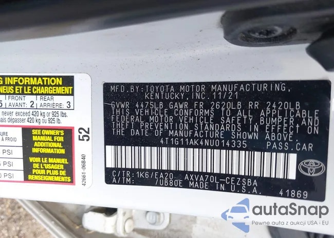 4T1G11AK4NU014335: 42218720