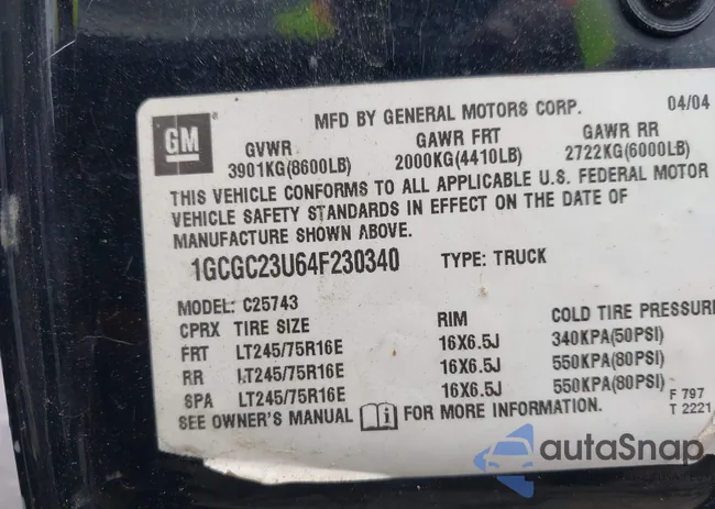 1GCGC23U64F230340: 42218795