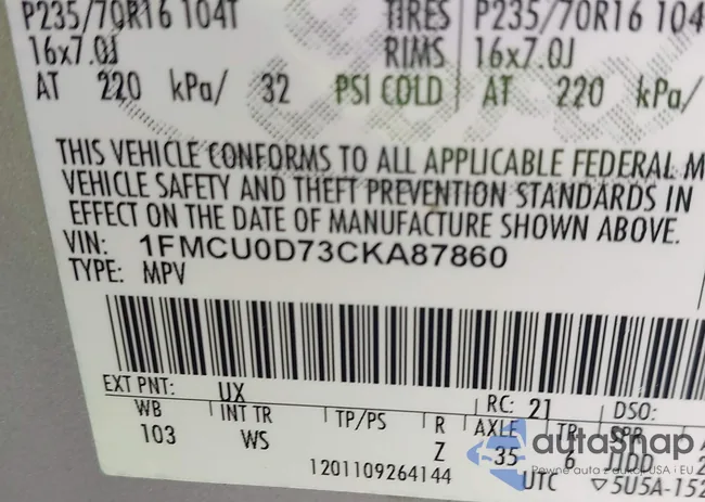 1FMCU0D73CKA87860: 42218811