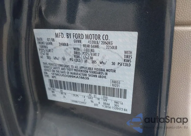 1FMCU03G99KA16639: 42218911