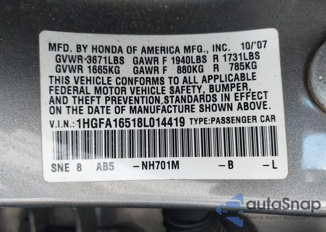 1HGFA16518L014419: 42218400