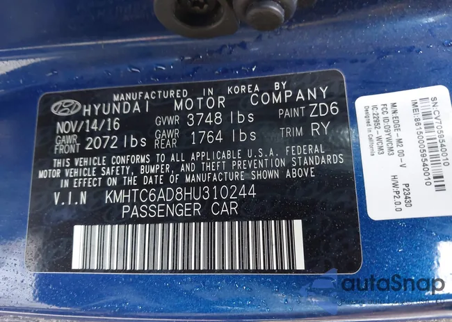 KMHTC6AD8HU310244: 42219405