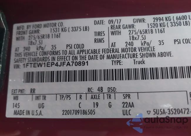 1FTEW1EP4JFA70891: 42219490