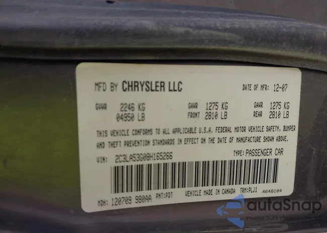 2C3LA53G08H165266: 42219596