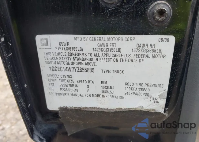 1GCEC14W7YZ355885: 42219610