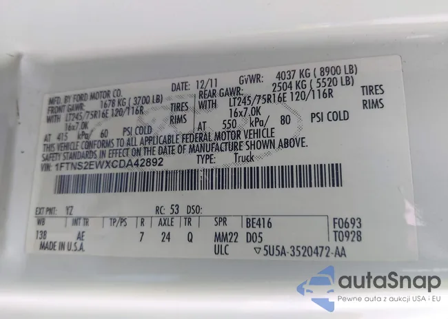 1FTNS2EWXCDA42892: 42219642