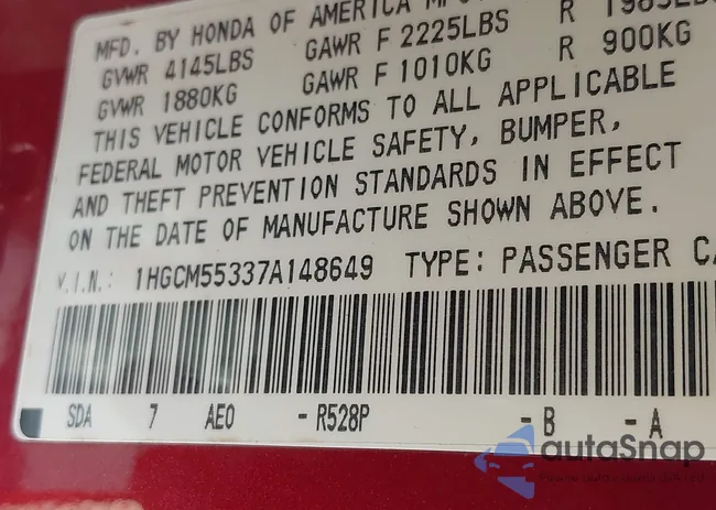 1HGCM55337A148649: 42219649