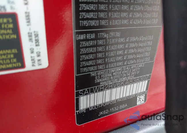 SALWR2RV6KA838307: 42219982