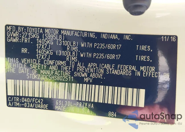 5TDKZ3DC5HS802511: 42219101