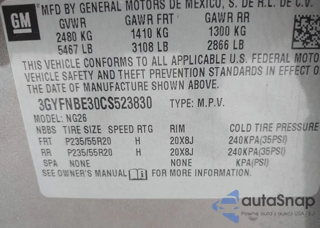 3GYFNBE30CS523830: 42219157