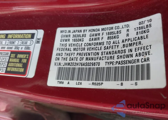 JHMZE2H76AS029870: 42220405