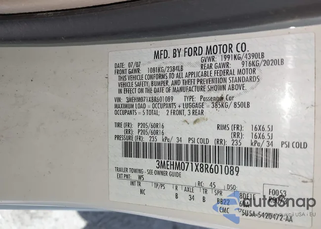 3MEHM071X8R601089: 42220516