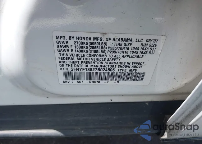 5FNYF18627B024506: 42220694