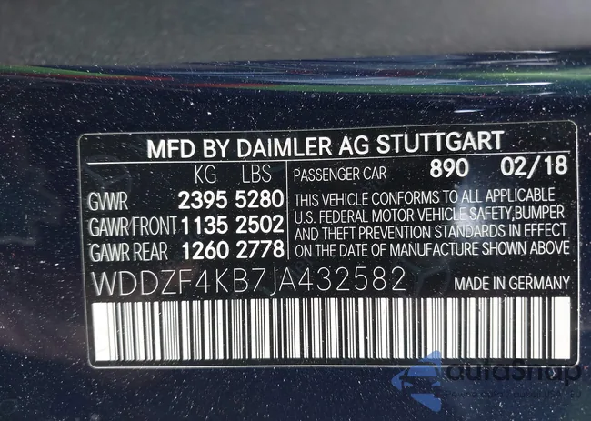 WDDZF4KB7JA432582: 42220866