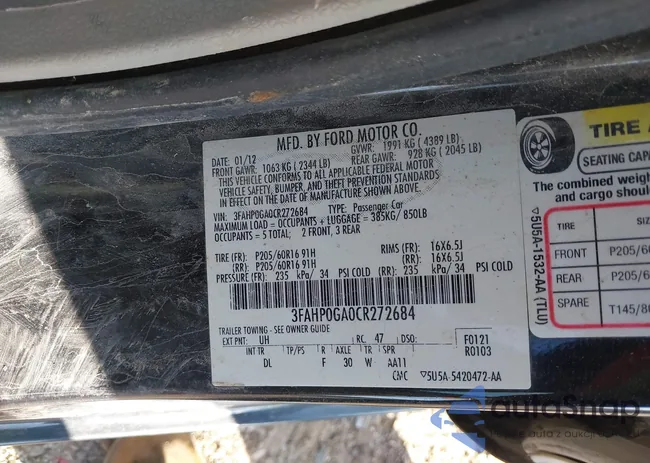 3FAHP0GA0CR272684: 42220013