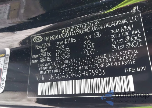 5NMJA3DE8SH495933: 42220117
