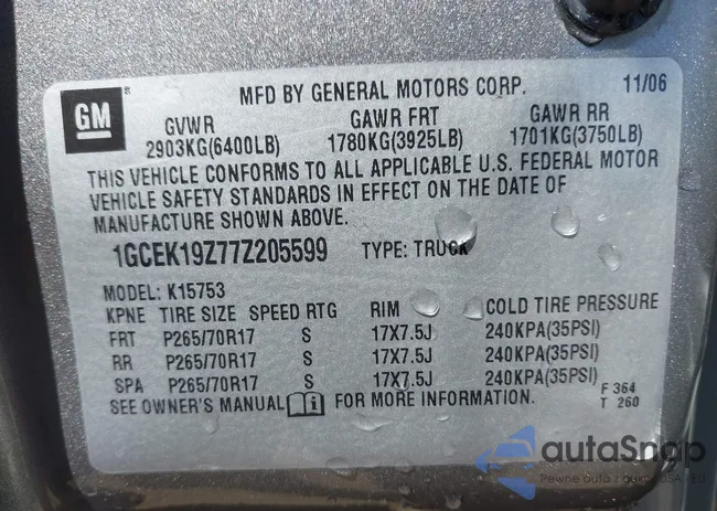 1GCEK19Z77Z205599: 42220200