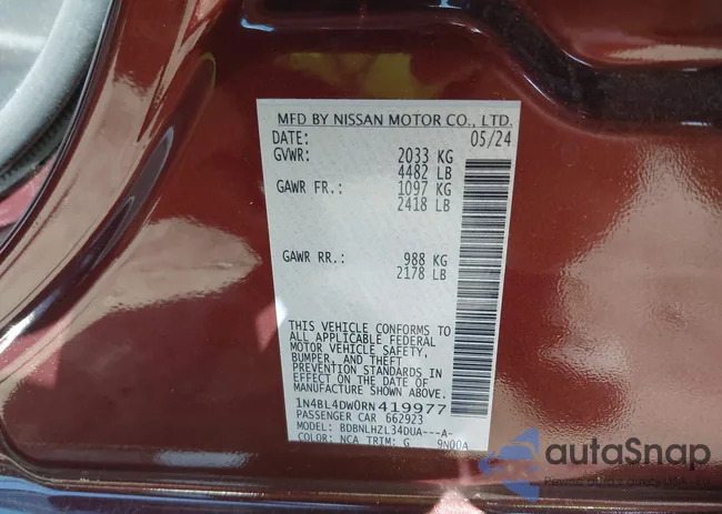 1N4BL4DW0RN419977: 42221470