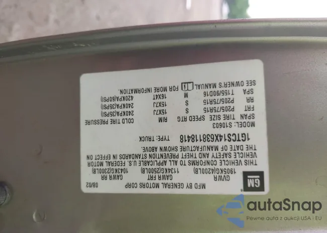 1GTCS14X638118418: 42221571