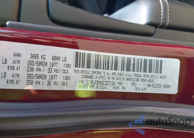 1C4RJFBMXGC327134: 42221693