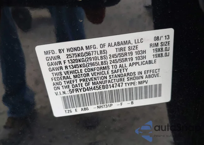 5FRYD4H45EB014747: 42221697